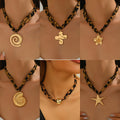 Cross necklace wholesale european and american cross-border leopard print flower love pendant summer ocean shell starfish clavicle chain