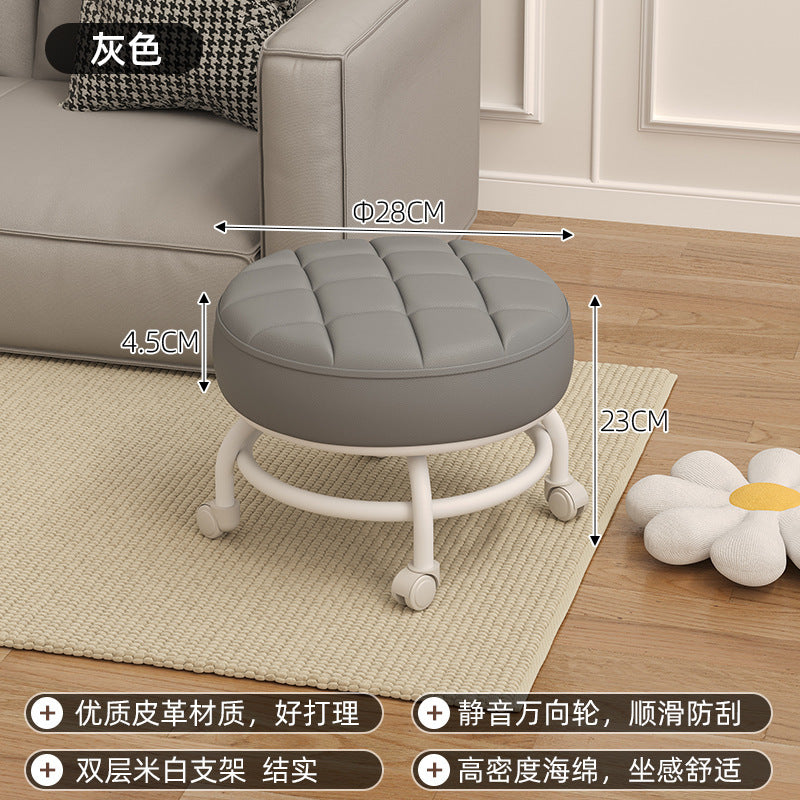 Pulley low stool transparent small chair universal wheel stool toddler children acrylic beautiful seam household backrest small size