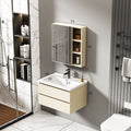 Double-layer drawer honeycomb aluminum bathroom cabinet bathroom mirror cabinet combination wall-mounted ceramic integrated basin honeycomb aluminum basin