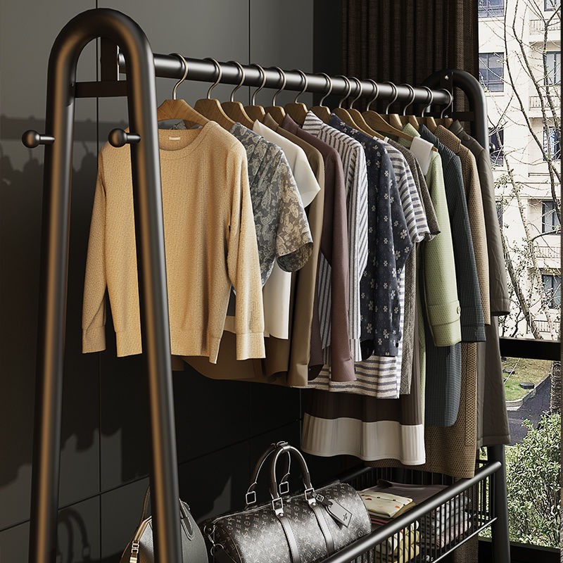 Clothes drying rack thickened floor-standing for home clothes drying rack balcony bedroom hanging clothes rack simple indoor single pole coat rack