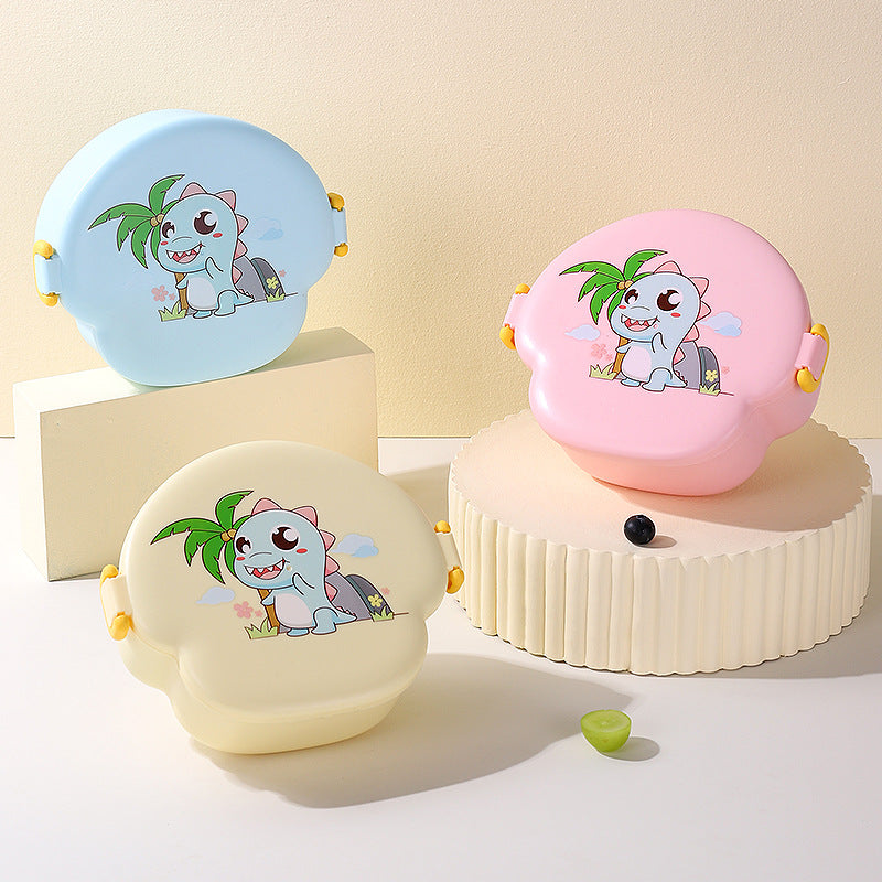 Creative kids' plastic cartoon lunch box - cute fruit box, portable sealed divided lunch container with fun cutlery set