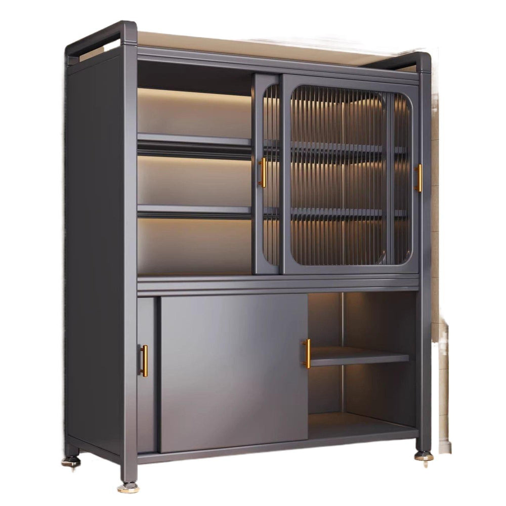 Kitchen storage rack for home pot and bowl storage cabinet multi-layer floor-standing storage sideboard dust-proof sliding door cabinet cupboard