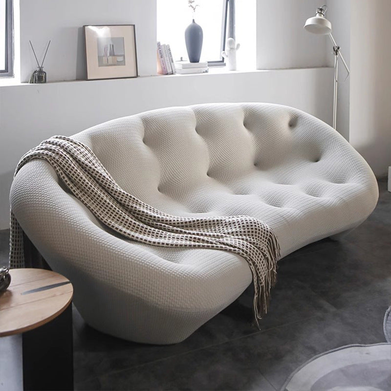 Designer freehand space italian normcore shell sofa living room curved lounge chair cream style accessible luxury small apartment sand