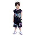 Boys' summer sports outfit  new style kids sleeveless tank top two-piece set, cool and trendy summer clothes for older boys