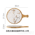 Nordic high-looking desktop flat steak plate with heat-insulating wooden tray creative marble plate manufacturer wholesale
