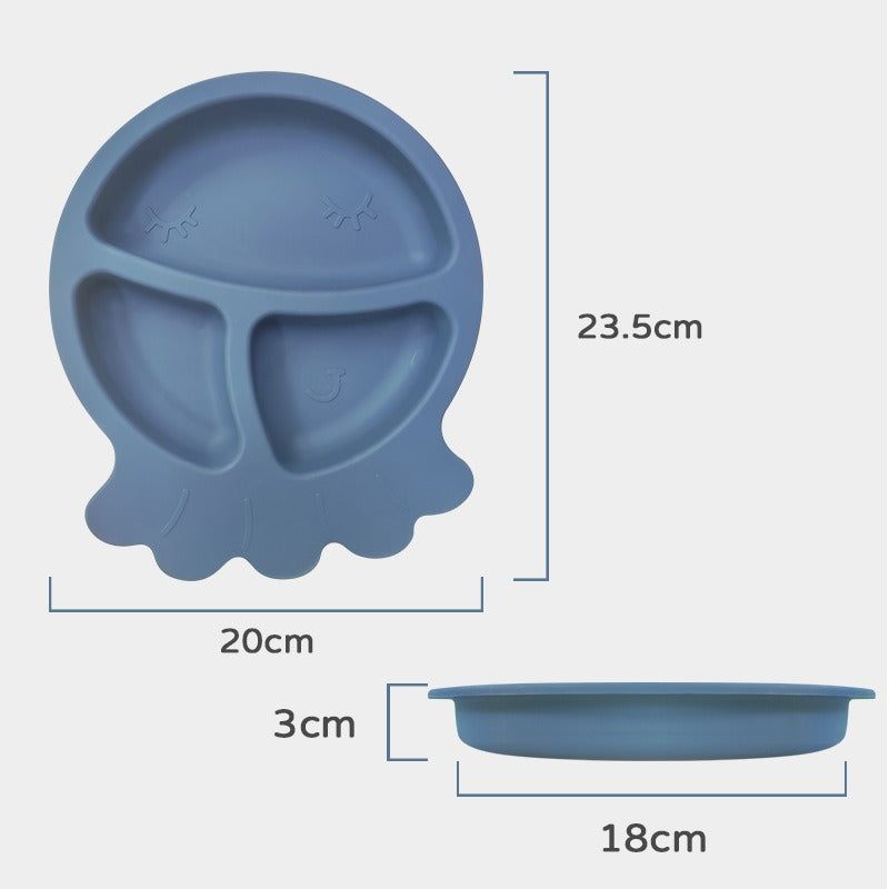 Children's silicone plate, food grade silicone baby grid plate, baby complementary food bowl set, tableware wholesale