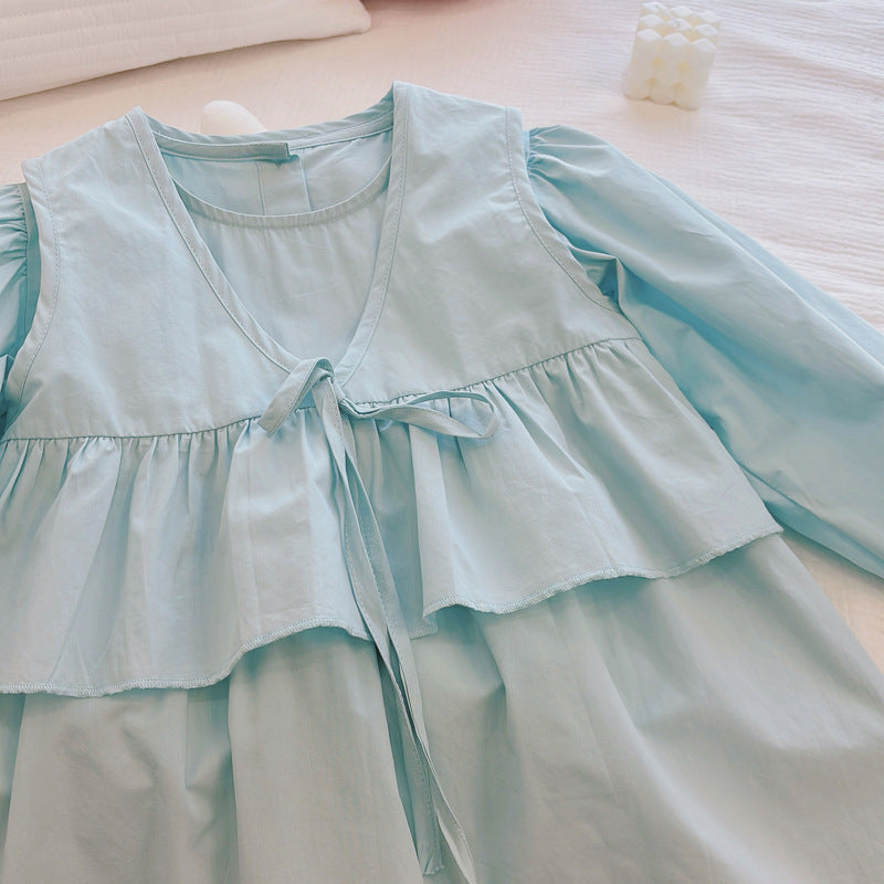 Girls' shirt dress - new spring/autumn collection - stylish princess dress for little girls - pure cotton skirt - solid color, cute for babies