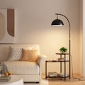 French retro living room floor lamp - high-end mid-century modern bedside table lamp with integrated storage and ambient lighting (sofa side table option)