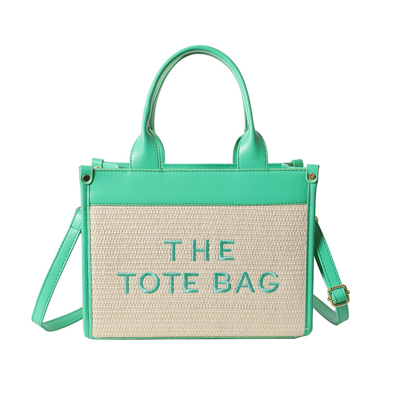 Straw woven tote bag summernew arrival bag for women cross-border small square bag letter patchwork tote bag export women's bag