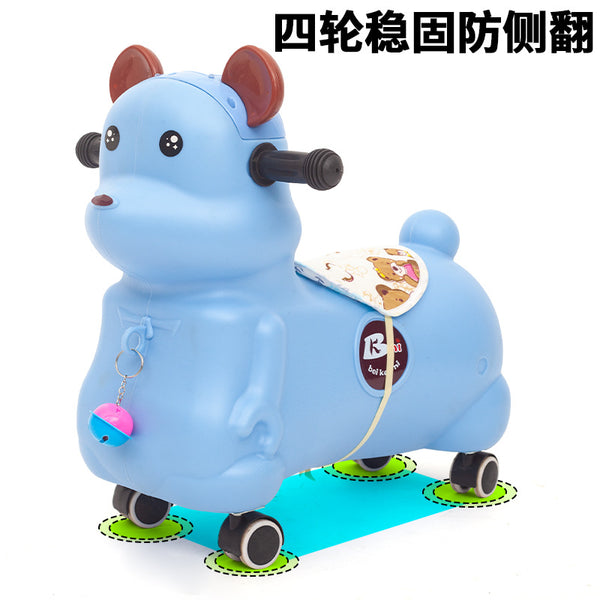 Electric children's toy car baby scooter safety anti-rollover trolley cartoon scooter four wheels can sit and ride