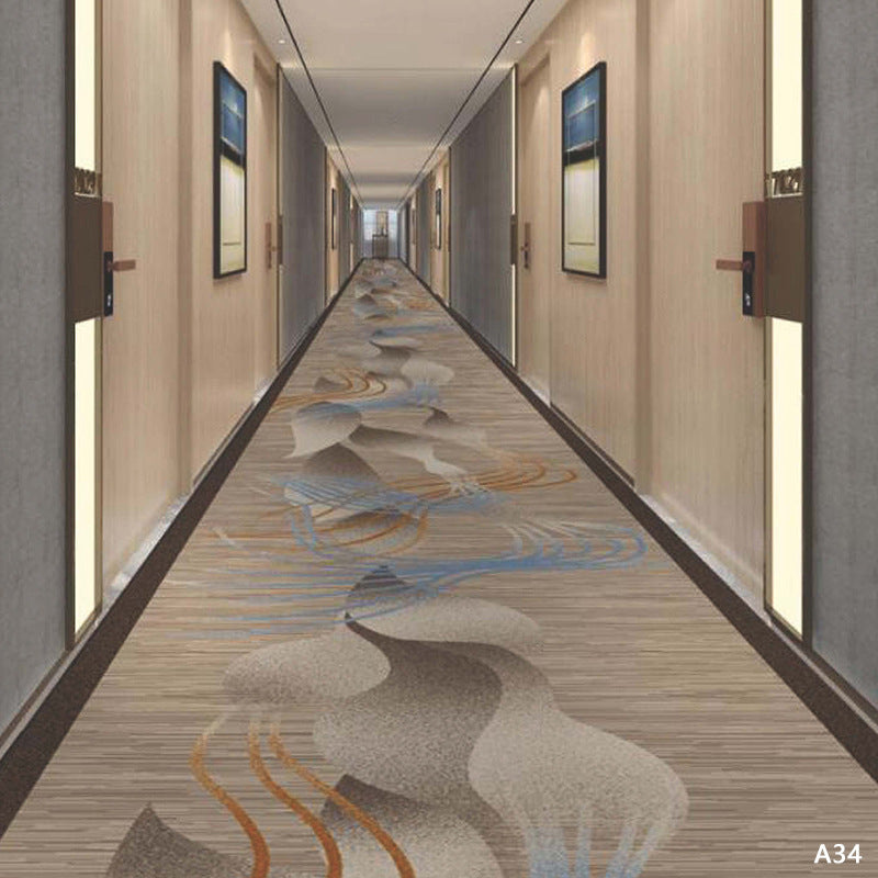 Custom hotel carpet for hallways and aisles, hotel guest room bedside rug, thickened nylon b1 flame retardant full coverage floor mat