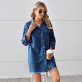 Fashion cross-border trade  new arrival washed raw edge denim dresspatchworklong sleevescardigan skirt for women