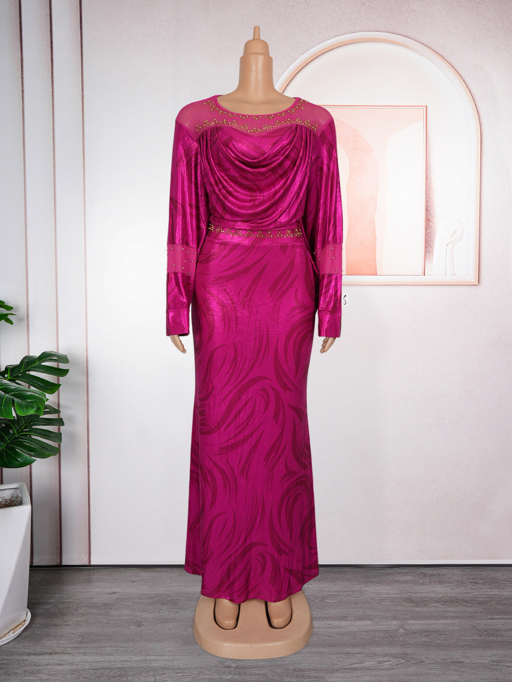 e-commerce  european and american style  autumn new arrival african plus size women's clothing hot diamond printingdress