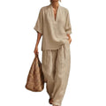 cross-border spring women's casual comfort linen two-piece set