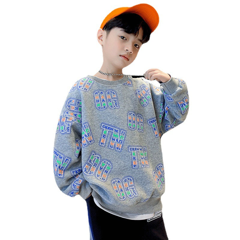 Boys' fall sweatshirt  new collection: stylish and trendy long-sleeve t-shirt for older boys - perfect for spring and autumn