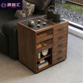 Second-hand style tea table balcony small apartment movable all solid wood tea side table tea making with water boiling tea cabinet tea table