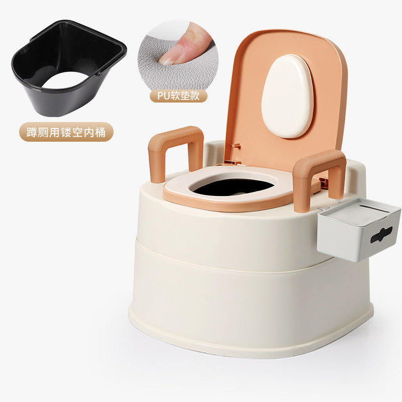 Household adult portable toilet for seniors, pregnant women, and the disabled - indoor commode chair/toilet stool