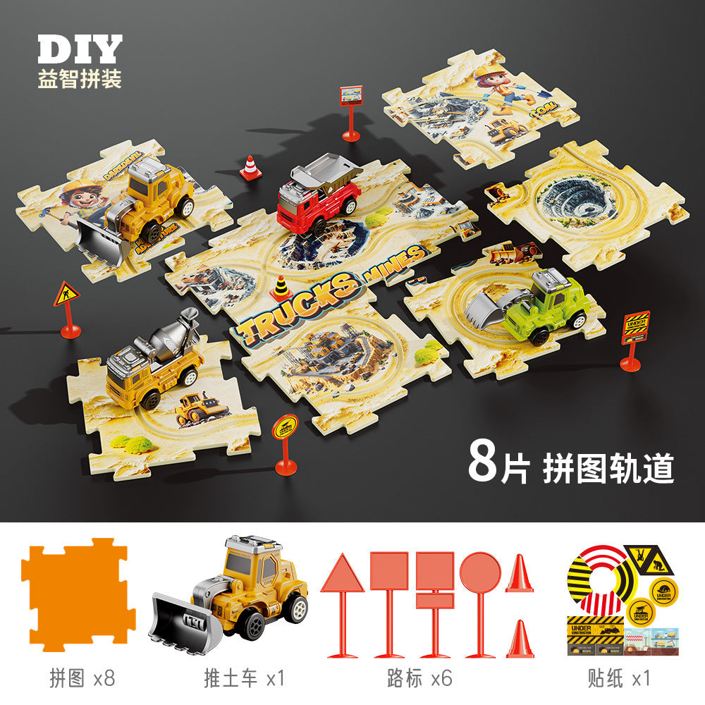 children's diy multifunctional electric vehicle educational toy for boys ages 3-6, construction vehicle model puzzle track car