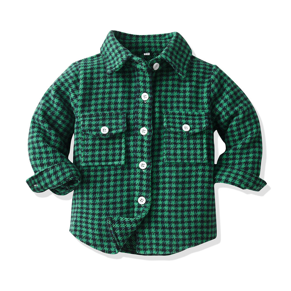 New arrivalpreppy style boys spring & fall clothing cotton long sleevesplaidkidsshirt brushed outwear children's clothing manufacturer wholesale