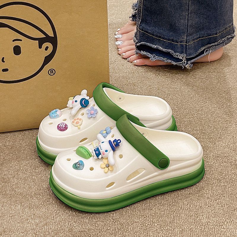 Eva clogs women's 2025 new style stepping on shit summer thick bottom girl heart outwear indoor beach toe slippers women