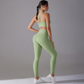 European and american nude feel tight yoga suit cross back quick-drying sportswear high waist hip lifting running fitness suit