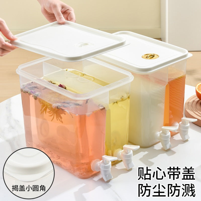 Large-capacity cold water bottle summer cold drink fruit tea iced water bucket large-capacity faucet for home transparent bottle