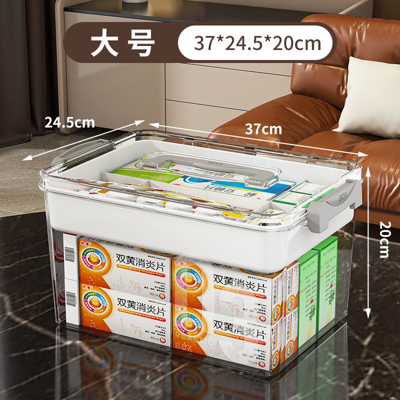 Household medicine box Medical medicine box Multi-layer finishing box Storage Household medicine Transparent portable storage box Medical first aid box