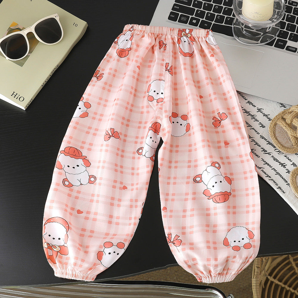Summer kids cotton silk anti-mosquito pants baby casual nine-point pants boys cotton silk pants girl thin bloomers