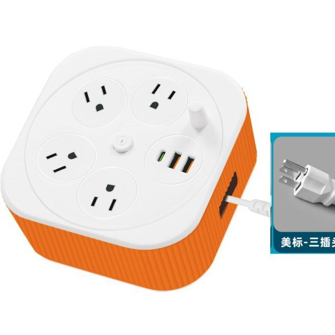 110v power strip travel adapter with usb ports - portable, retractable, us plug extension cord