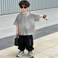 Comfortable and loose-fitting trendy brand short-sleeve t-shirt for boys,  summer print, kids' pure cotton top, fashionable casual children's clothing