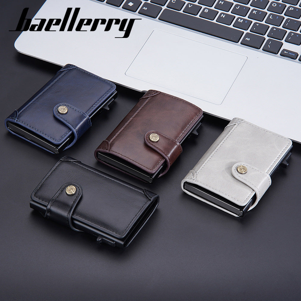 Baellerry's new men's card bag Cross-border RFID anti-magnetic side push card sleeve Aluminum box buckle card bag batch