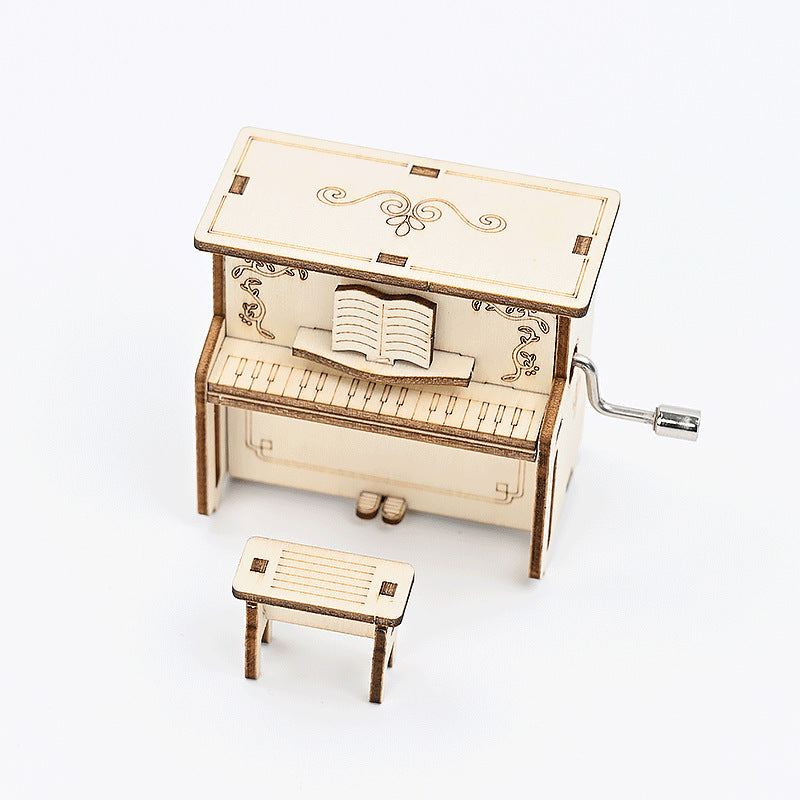 Homemade piano, hand-cranked music box, handmade DIY technology production, small invention, scientific experiment material package for primary school students