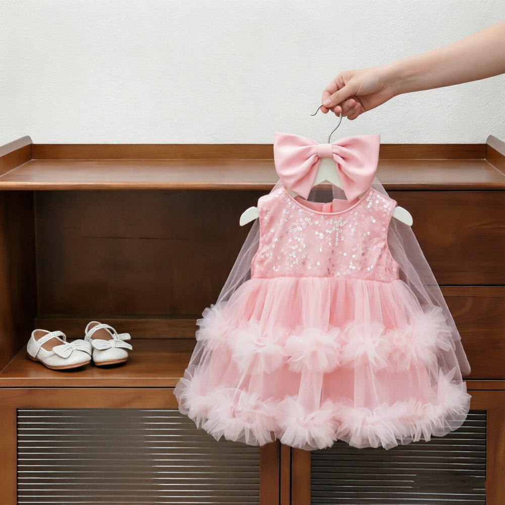 【dropshipping】 new stylish sequin dress vest dress for girls, baby puffy princess dress, korean style