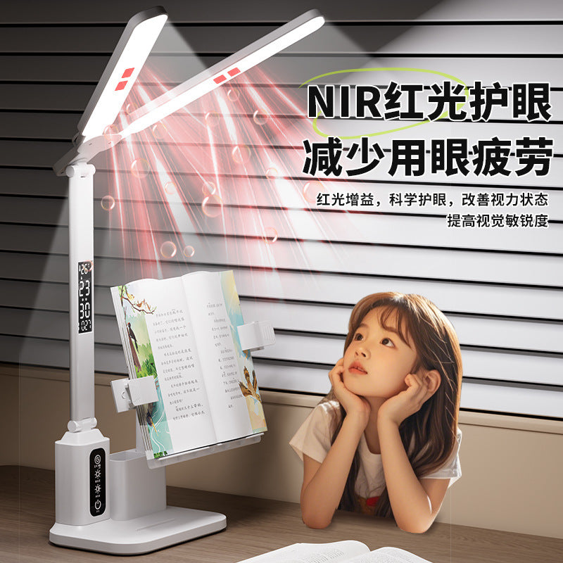 Writing board bookshelf clock red light student desk lamp eye protection learning lamp kids writing anti-low head posture corrector