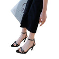 European and american  new arrival: women's square-toe, metal-embellished, single-strap, open-toe sandals with high heels - roman style
