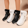 autumn/winter new collection: platform wedge heel, height-increasing, casual short boots with side zipper, fleece-lined, extra thick, warm snow boots for women