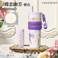 Blooming ice cup ceramic liner insulated cup cold cup large capacity good-looking water cup portable car straw cup