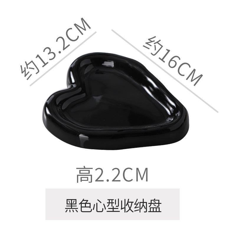 Instagram-worthy photo prop tray, heart-shaped personalized jewelry storage dish, electroplated glossy high-end jewelry display plate