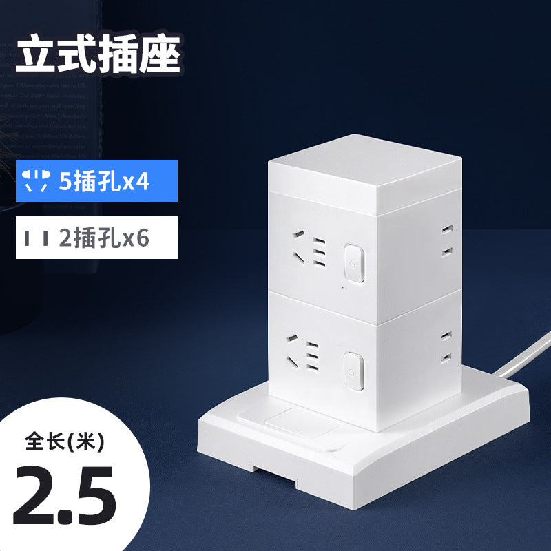 Smart tower power strip with night light, multi-port usb, and long cord – home power strip with multiple outlets