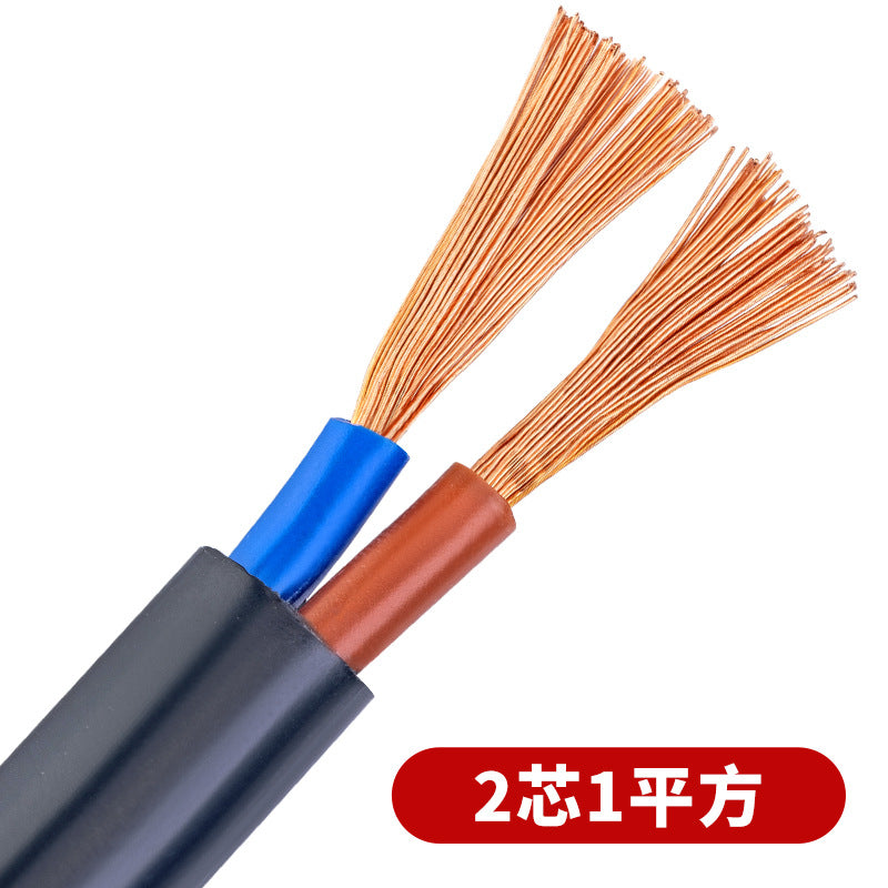 Pearl River wire and cable sheathed wire RVV 2 /3 /4 core square national standard pure copper core soft power cord 100 meters