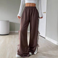 fashion women's  new casual drawstring sweatpants with bow detail and color block design (suitable for europe and the us)
