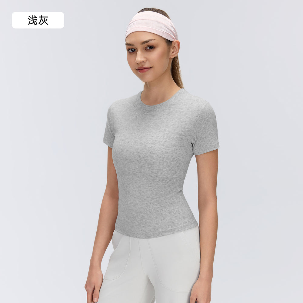 Women's summer quick-dry breathable yoga top - short sleeve crew neck casual running sports fitness t-shirt (model d26080)
