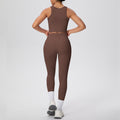 New arrival: cross-border double-sided brushed solid color breathable tank top long yoga set - two-piece activewear for running and fitness