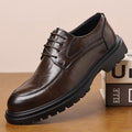 Genuine leather men's formal dress shoes - business, british style, chunky sole, casual, work, wedding, groom shoes 2401-1