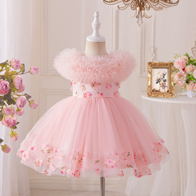 New arrival cross-border kids performance dress lace princess skirt festival tutu skirt gauze skirt first birthday dress performance costume
