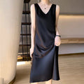 New sleeveless dress women's  new satin long over-the-knee summer inner wear plus size solid color suspender skirt