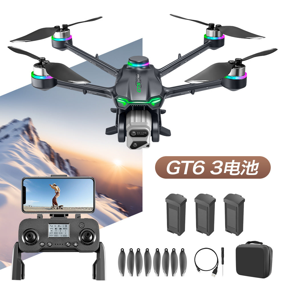 New gt6 drone: gps auto-return, quadcopter with obstacle avoidance, hd aerial photography, long-endurance remote control aircraft
