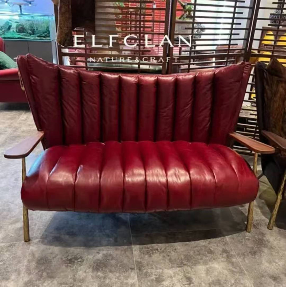 Casual chair first layer cowhide tea room owner chair medieval style oil wax leather single chair accessible luxuryretro double sofa chair