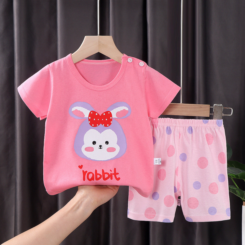 summer new arrival: 100% cotton kids' short-sleeve t-shirt and shorts set - korean style infant and toddler two-piece outfit
