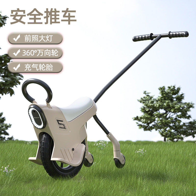 Parent-child unicycle outdoor baby walking artifact light cart trolley toy cart children's cart portable three-wheeled off-road